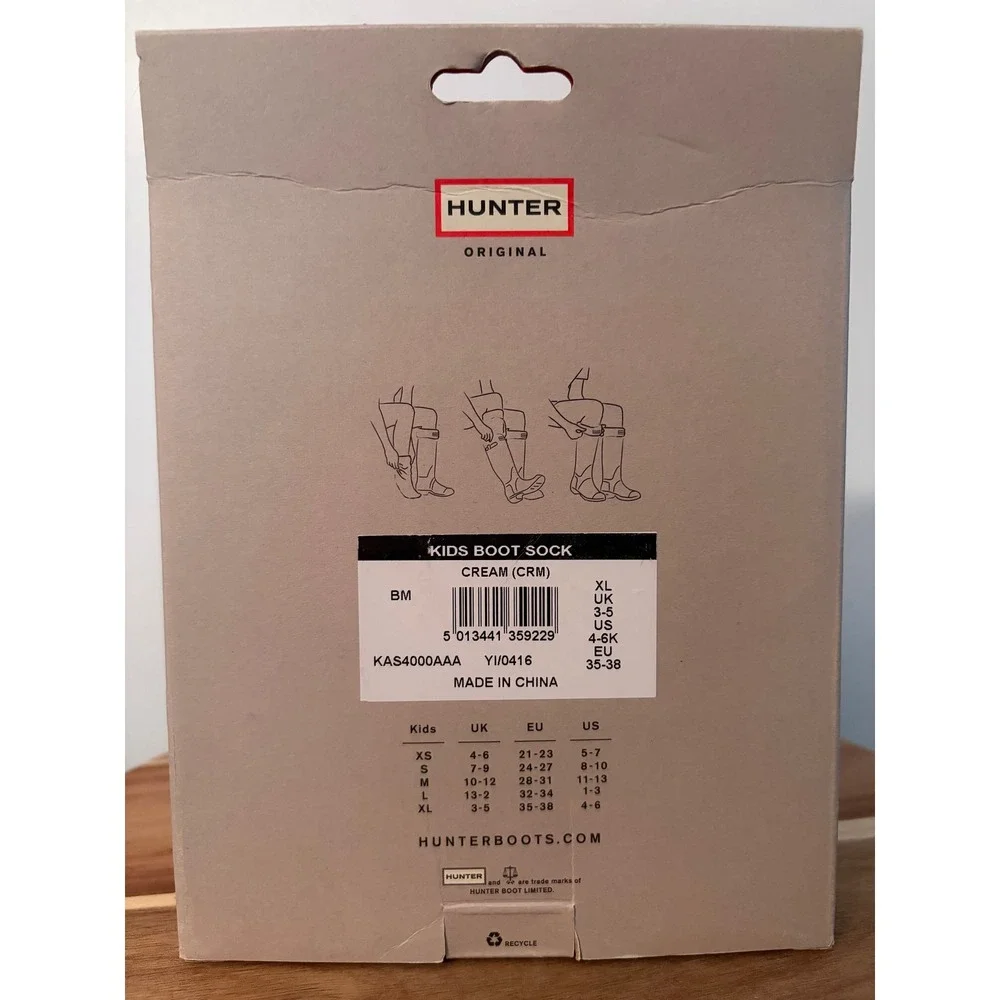 Hunter Kids Boot Socks Size XL 4-6 Cream New in Box